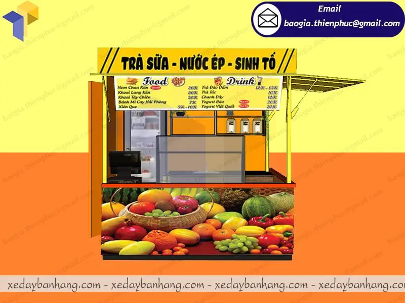 Mẫu kiot bán nước ép vỉa hè sở hữu nhiều tiện ích hiện đại, sang trọng